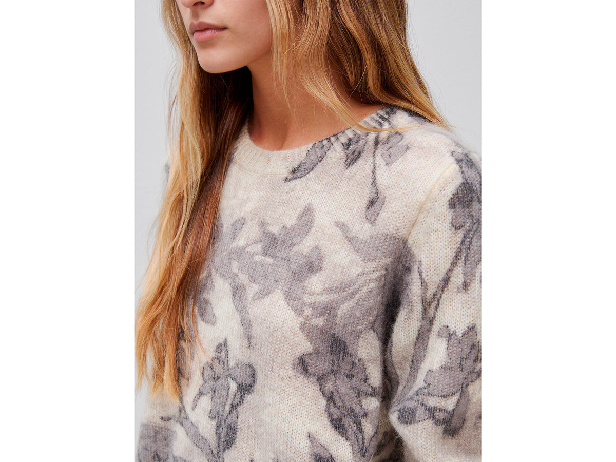 Maglia a fiori in misto mohair e lana