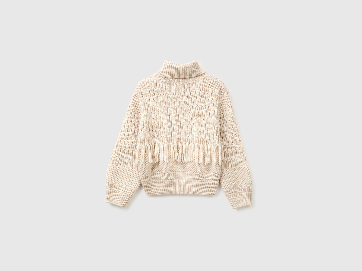 Maglia con frange in misto lana