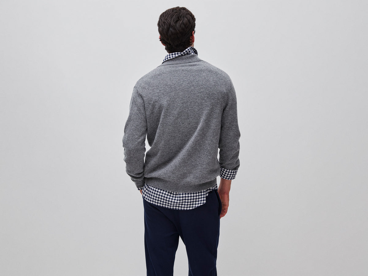 Polo grigio mélange in pura lana Merino