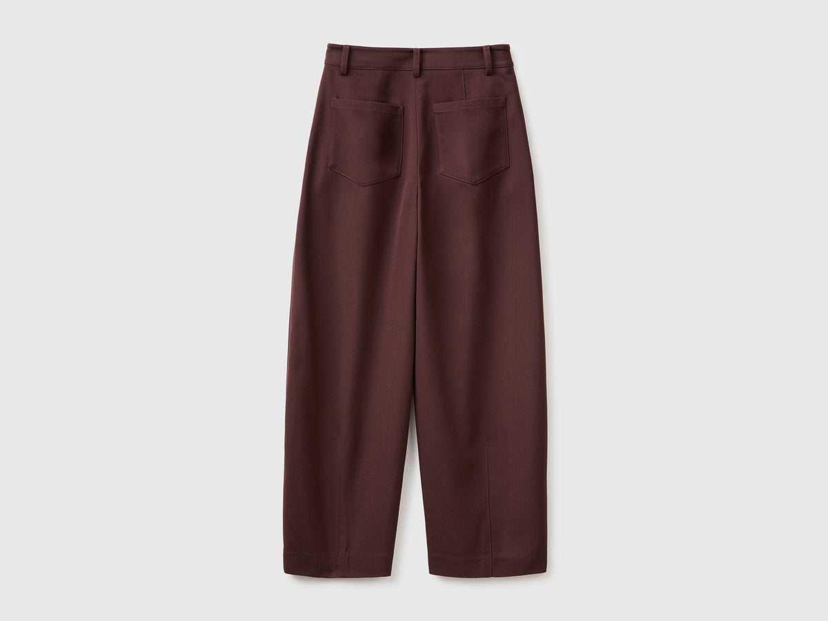 Pantaloni barrel fit in twill stretch