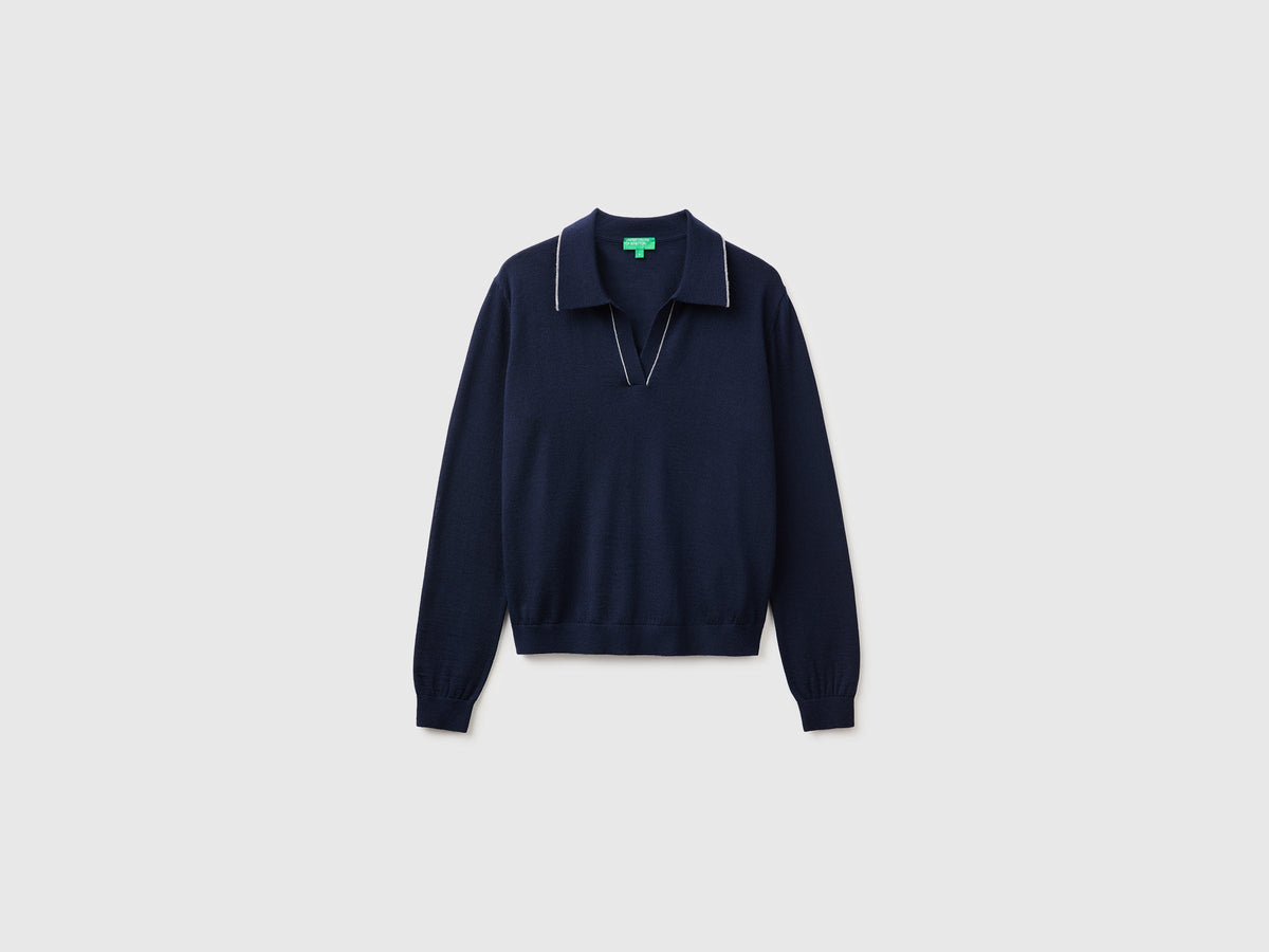 Polo in maglia in pura lana Merino