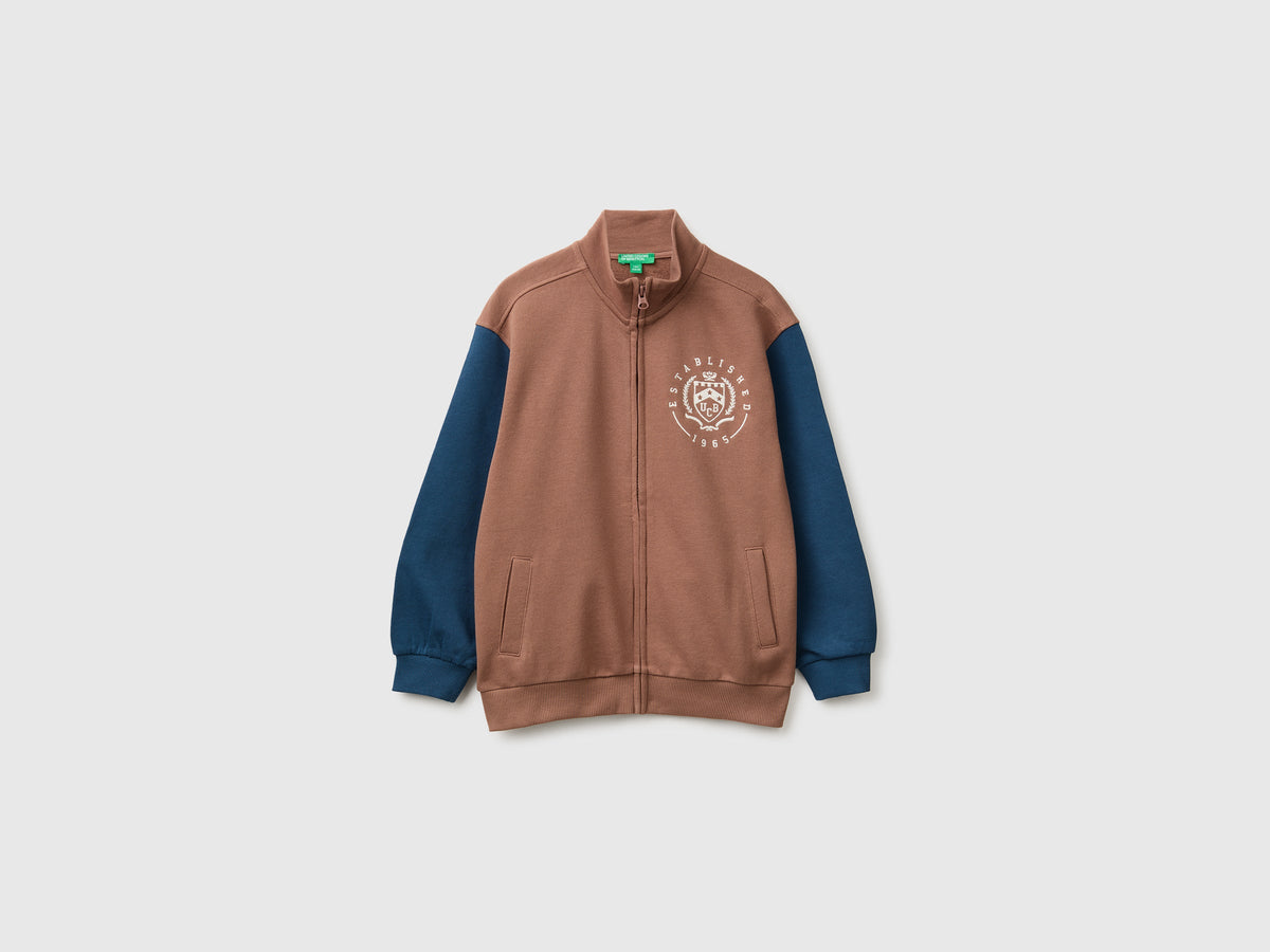 Felpa con zip 100% cotone