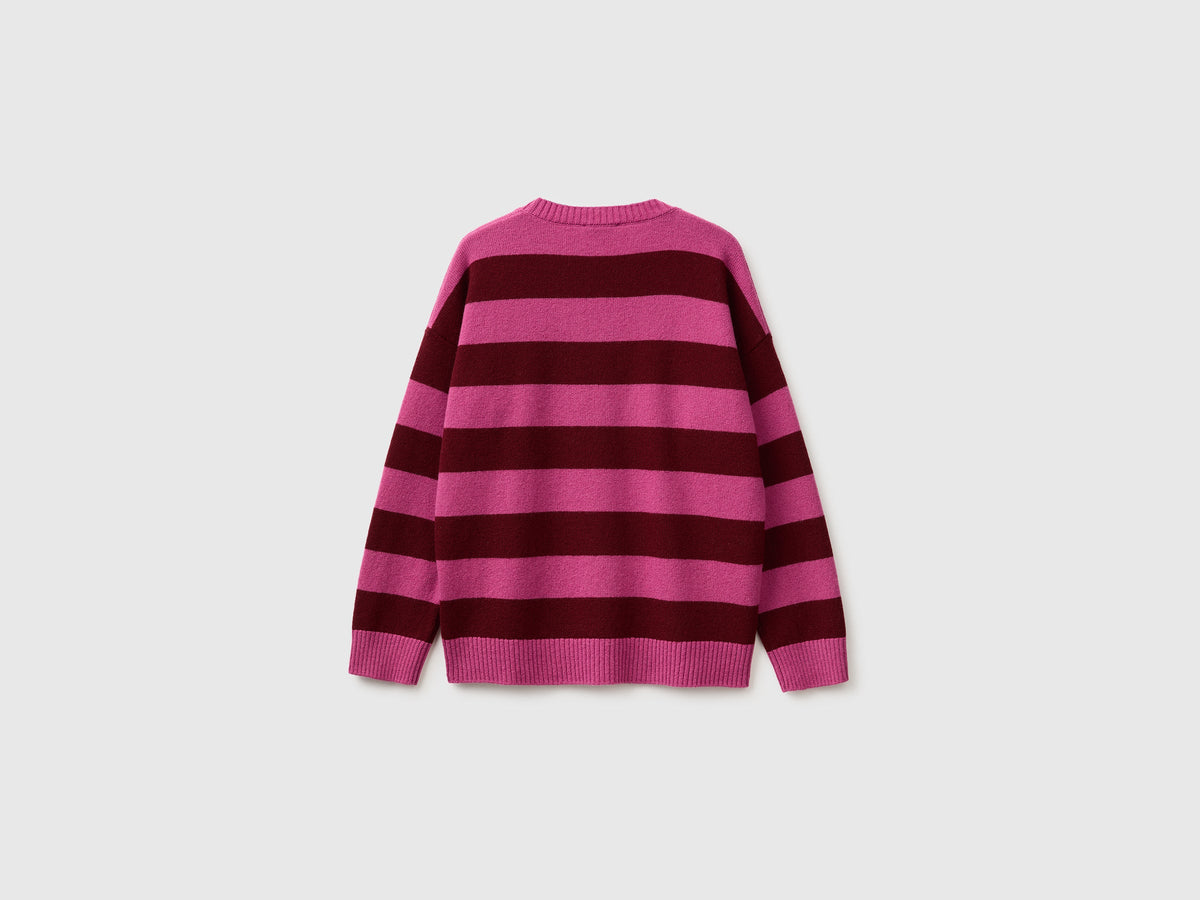 Maglia 100% lana a righe bicolor over fit