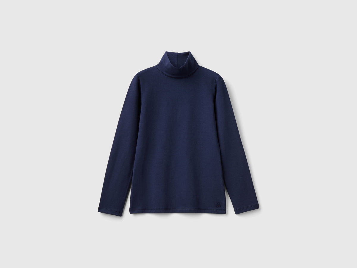 T-shirt stretch con collo alto
