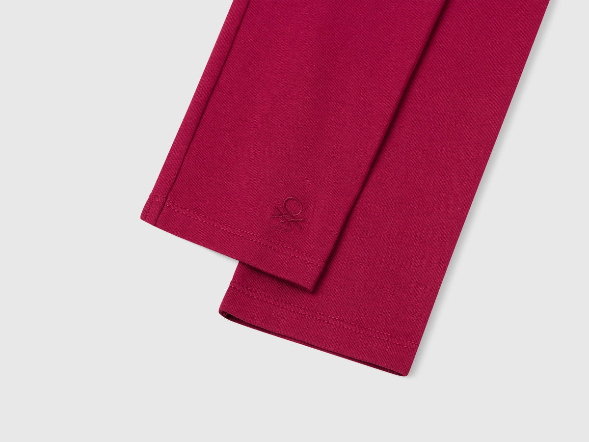 Leggings in cotone stretch con logo