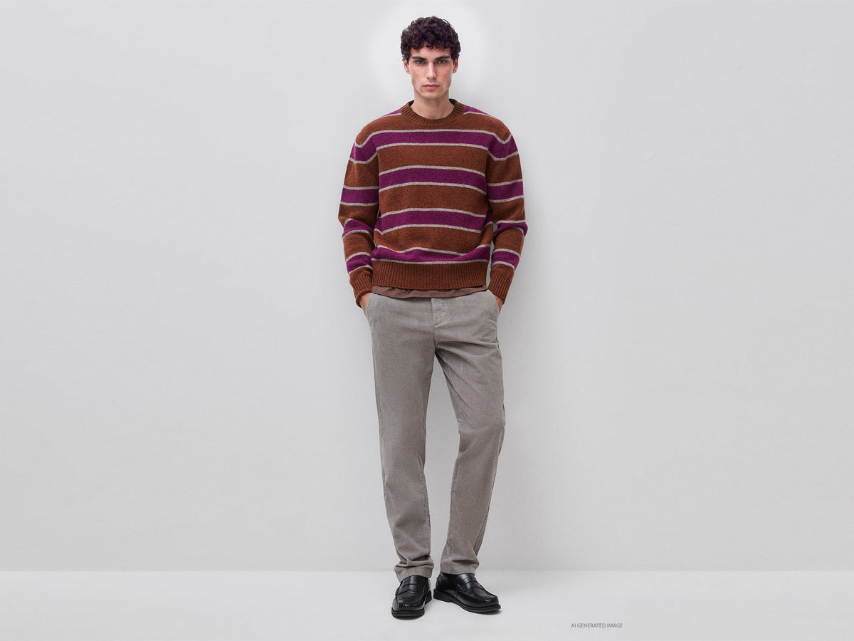 Maglia a righe 100% lana Shetland