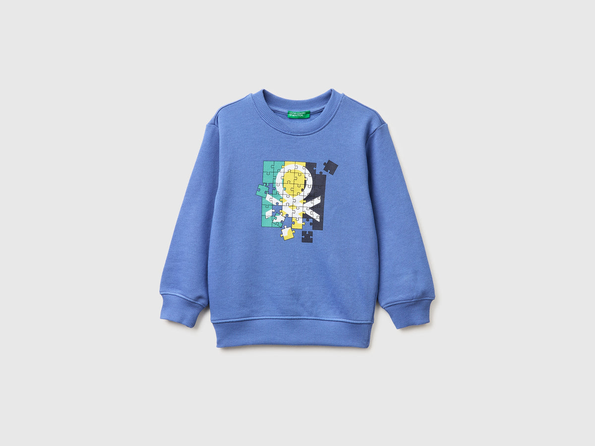 Felpa con stampa logo in cotone bio