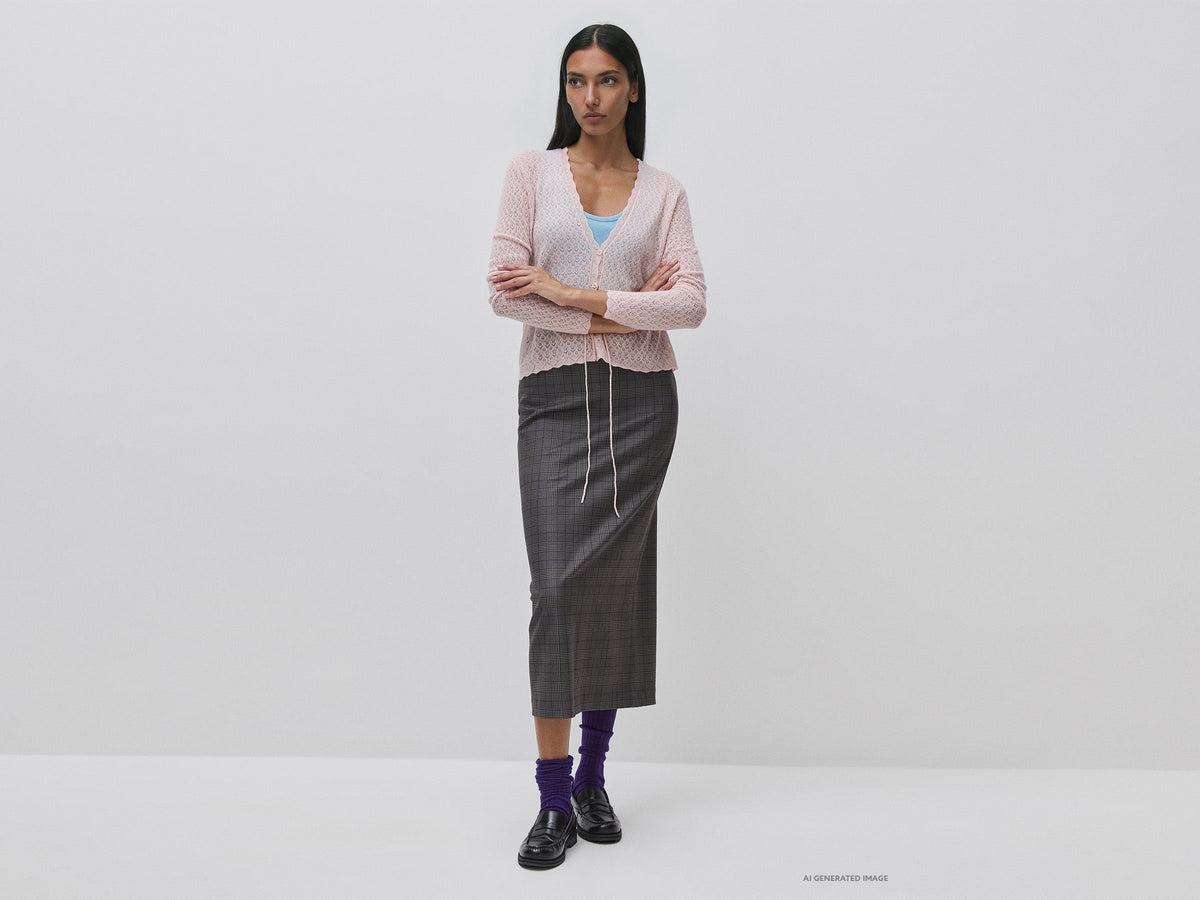 Cardigan traforato in misto lana ultralight