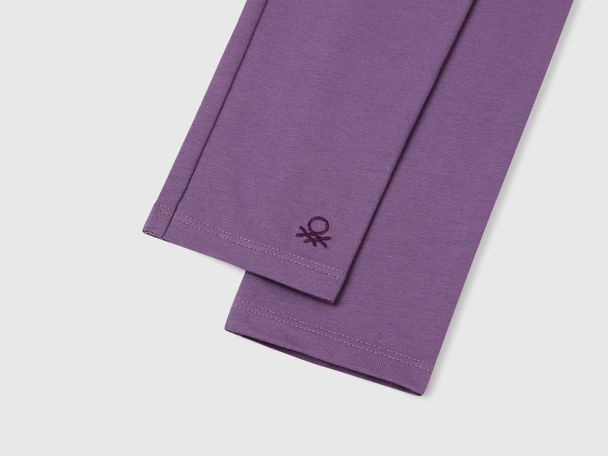 Leggings in cotone stretch con logo