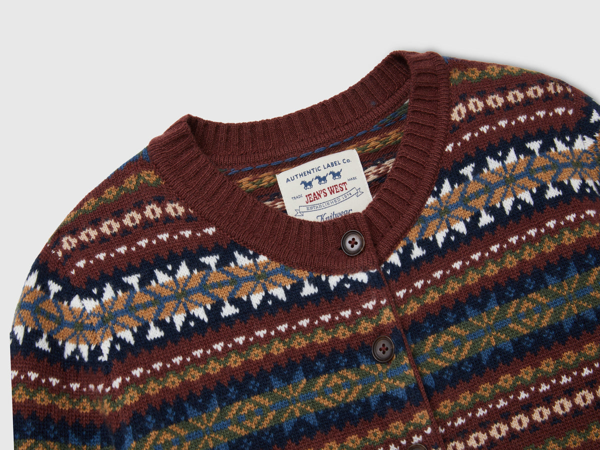 Cardigan jacquard in misto lana