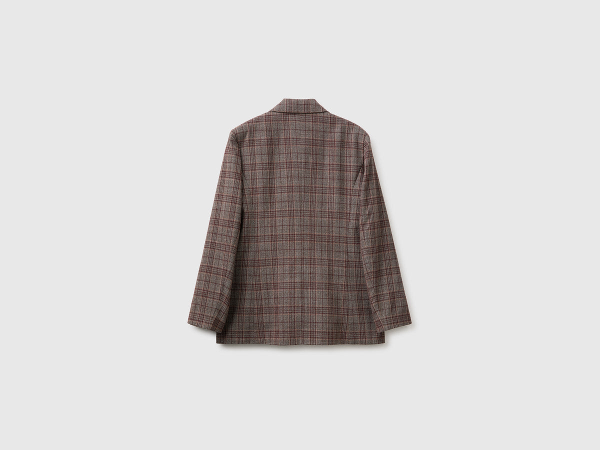 Blazer tartan doppiopetto in misto viscosa