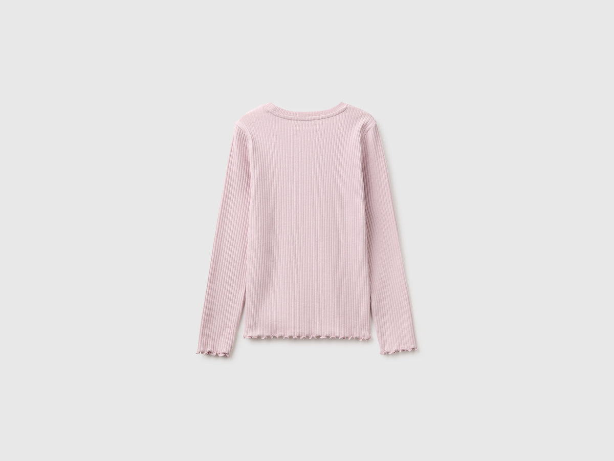 T-shirt a costine in cotone bio stretch