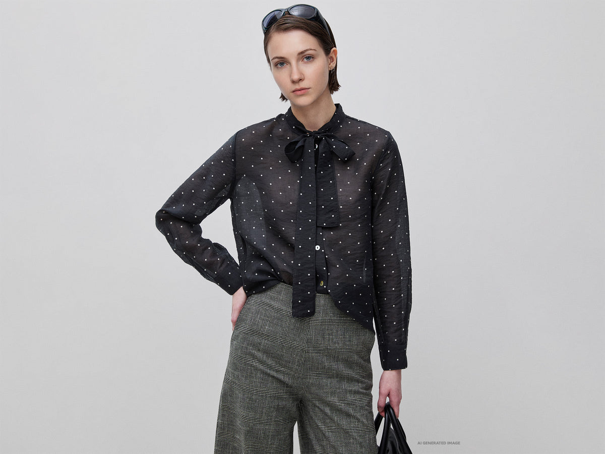 Camicia fluida con micro pois