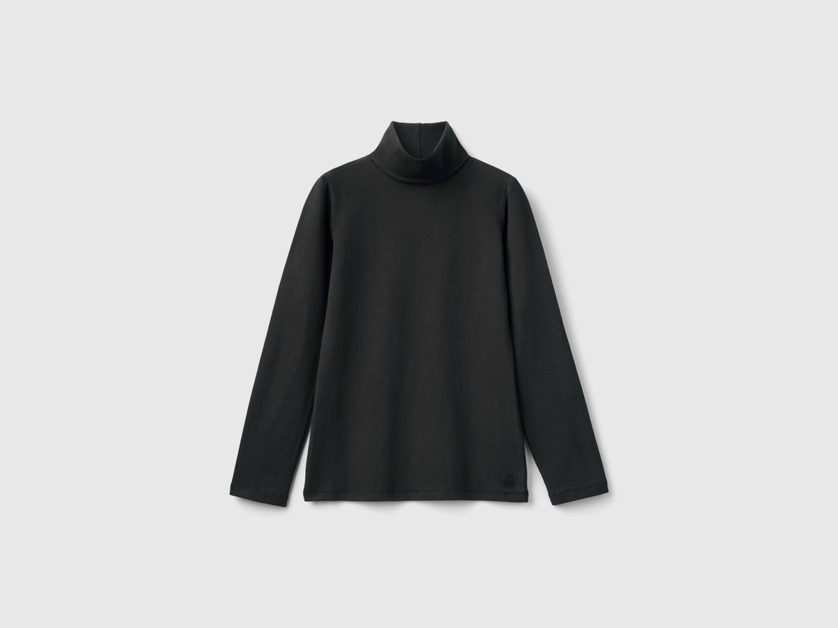 T-shirt stretch con collo alto