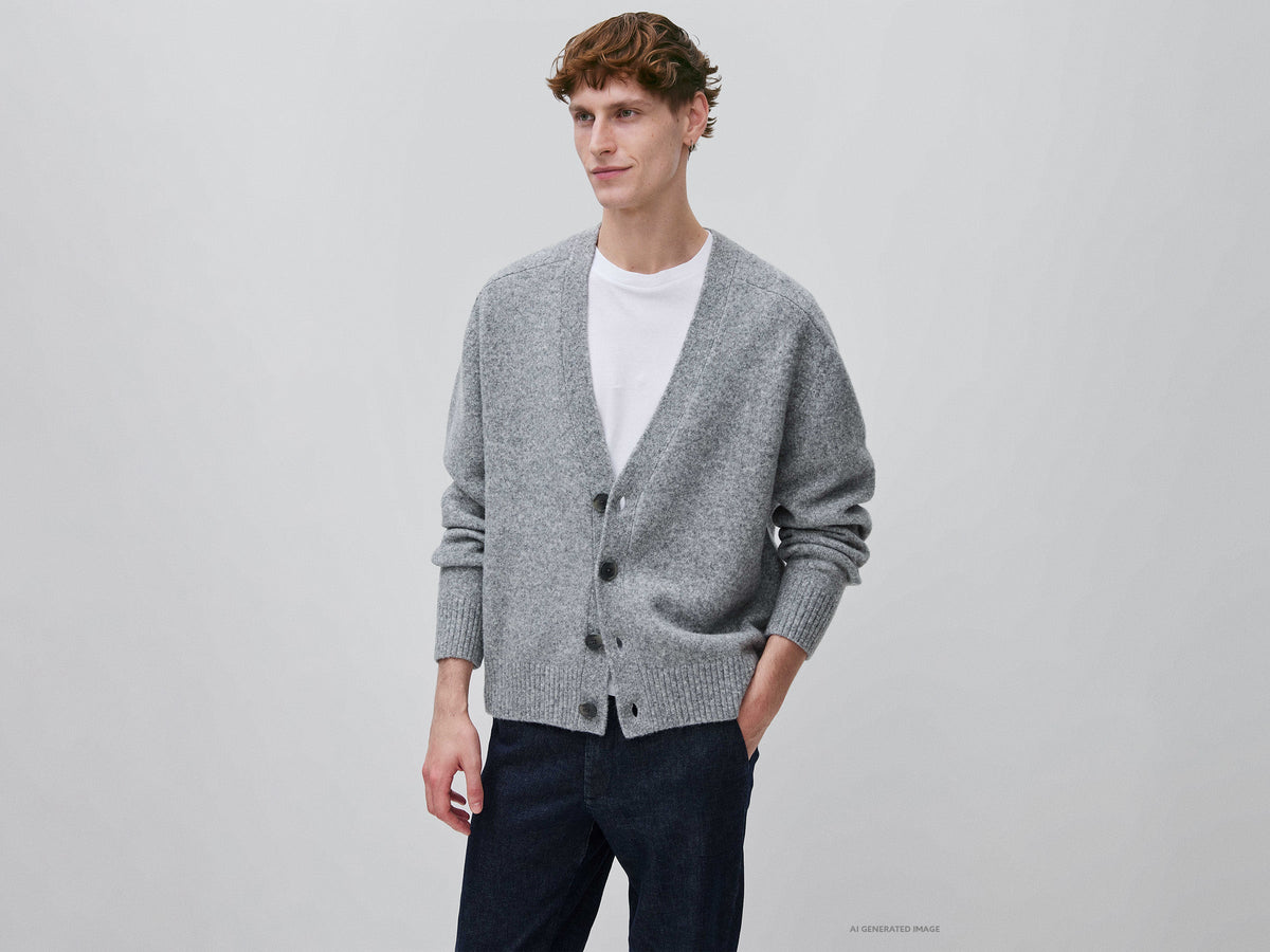 Cardigan over fit in misto lana