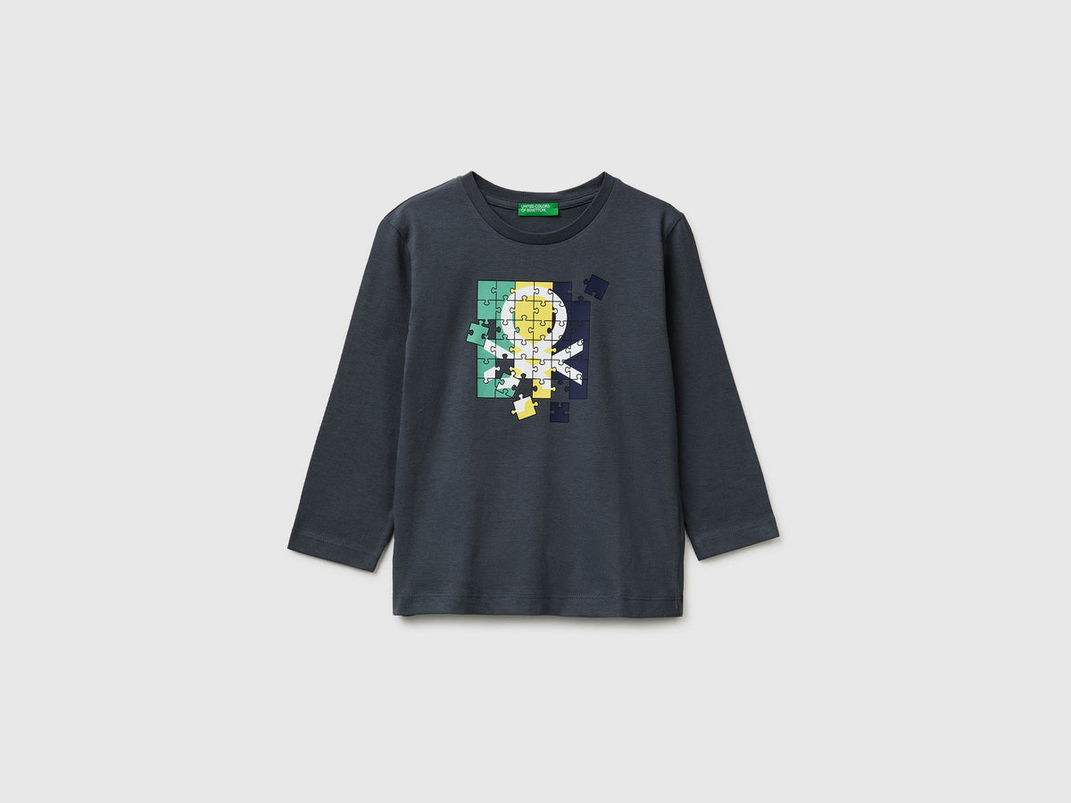 T-shirt con stampa logo in cotone bio