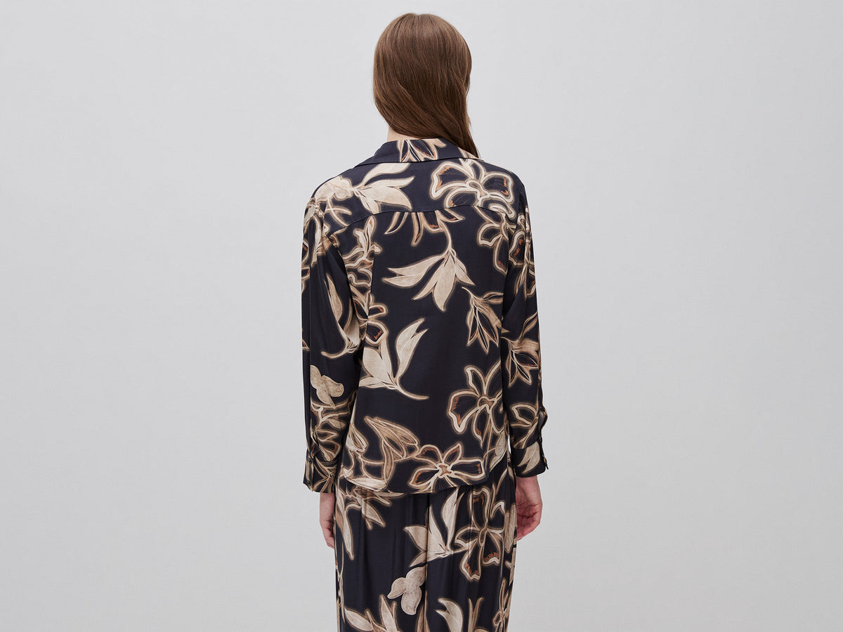 Camicia in satin con stampa floreale