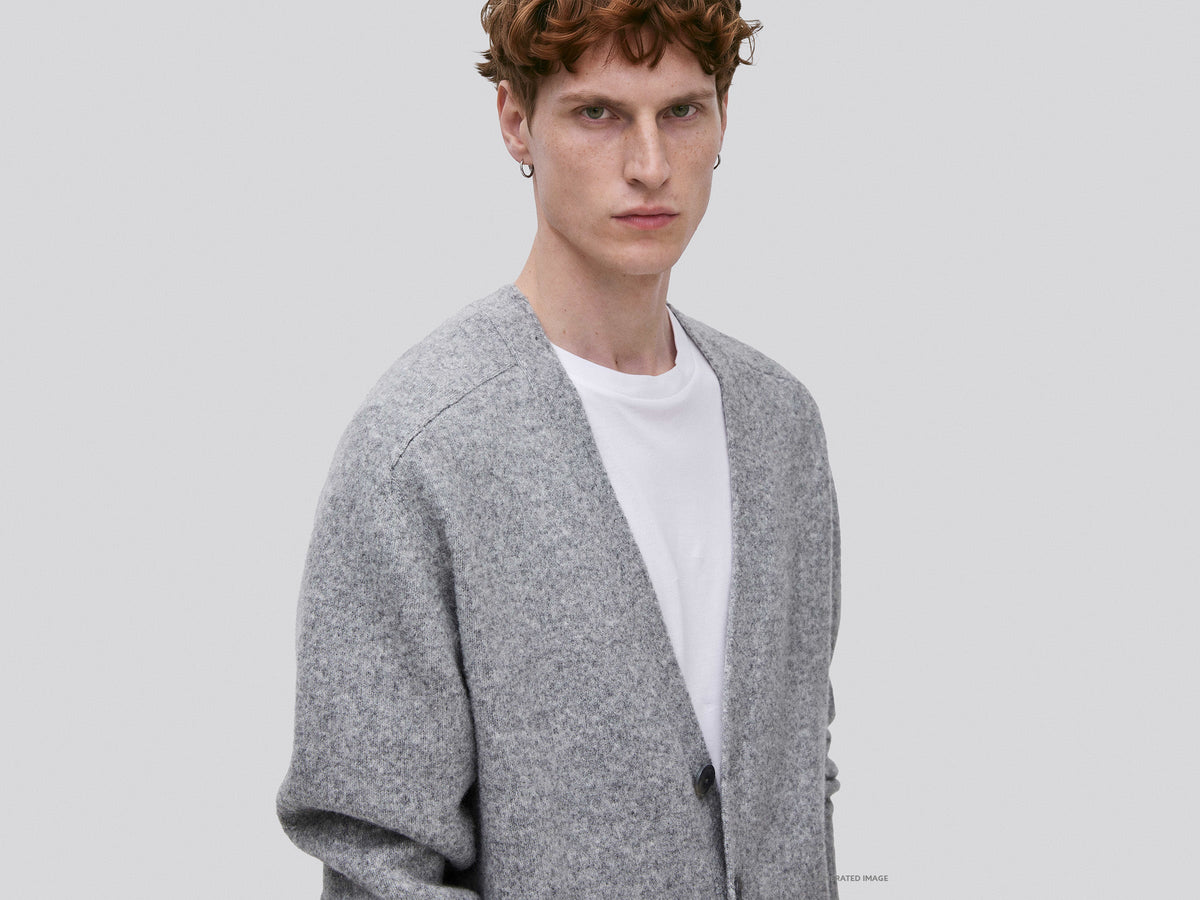 Cardigan over fit in misto lana