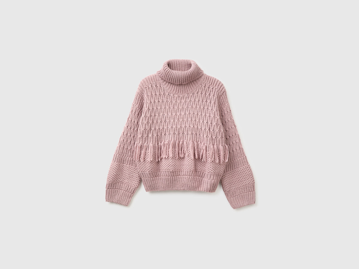 Maglia con frange in misto lana