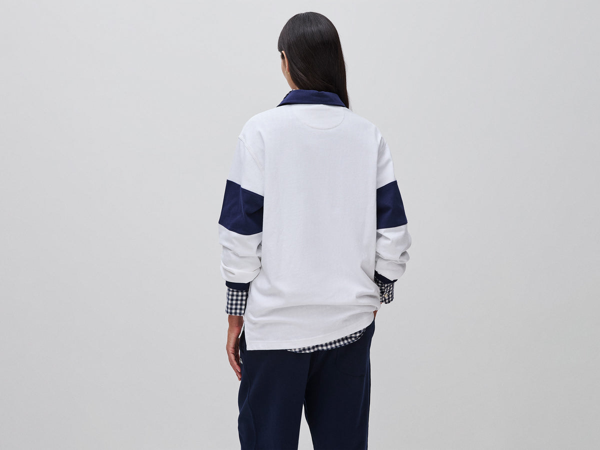 Polo bianca e blu Benetton Rugby 100% cotone