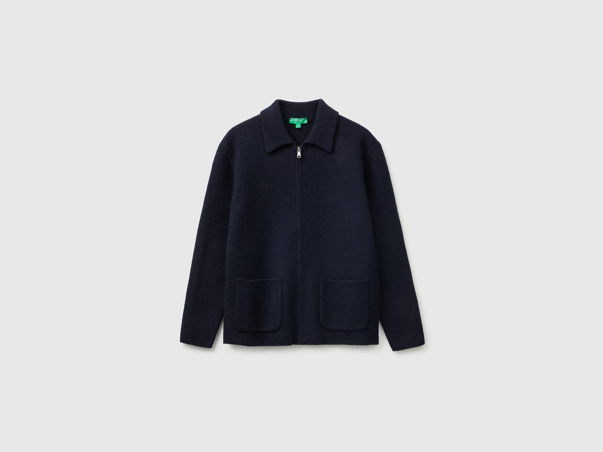Giacca 100% lana cotta con zip