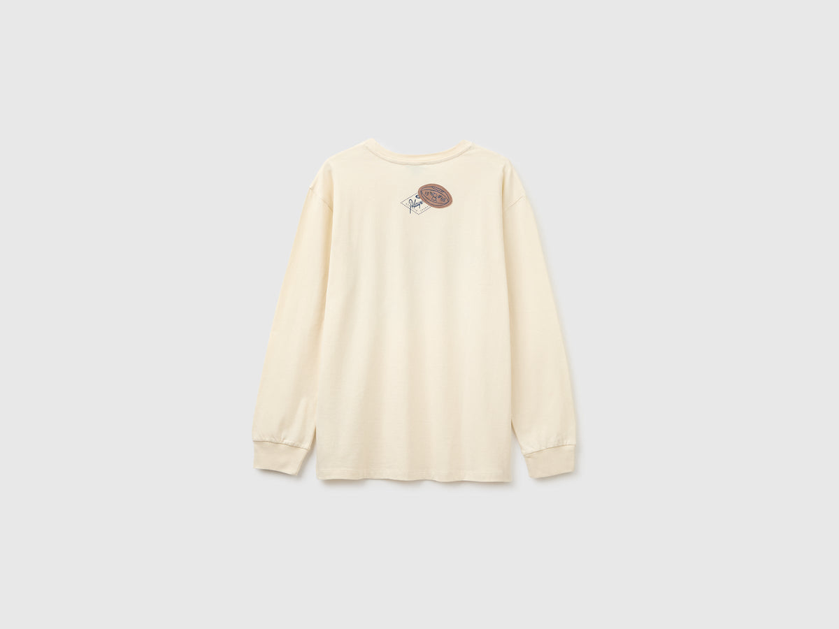 T-shirt con stampa e patch 100% cotone bio