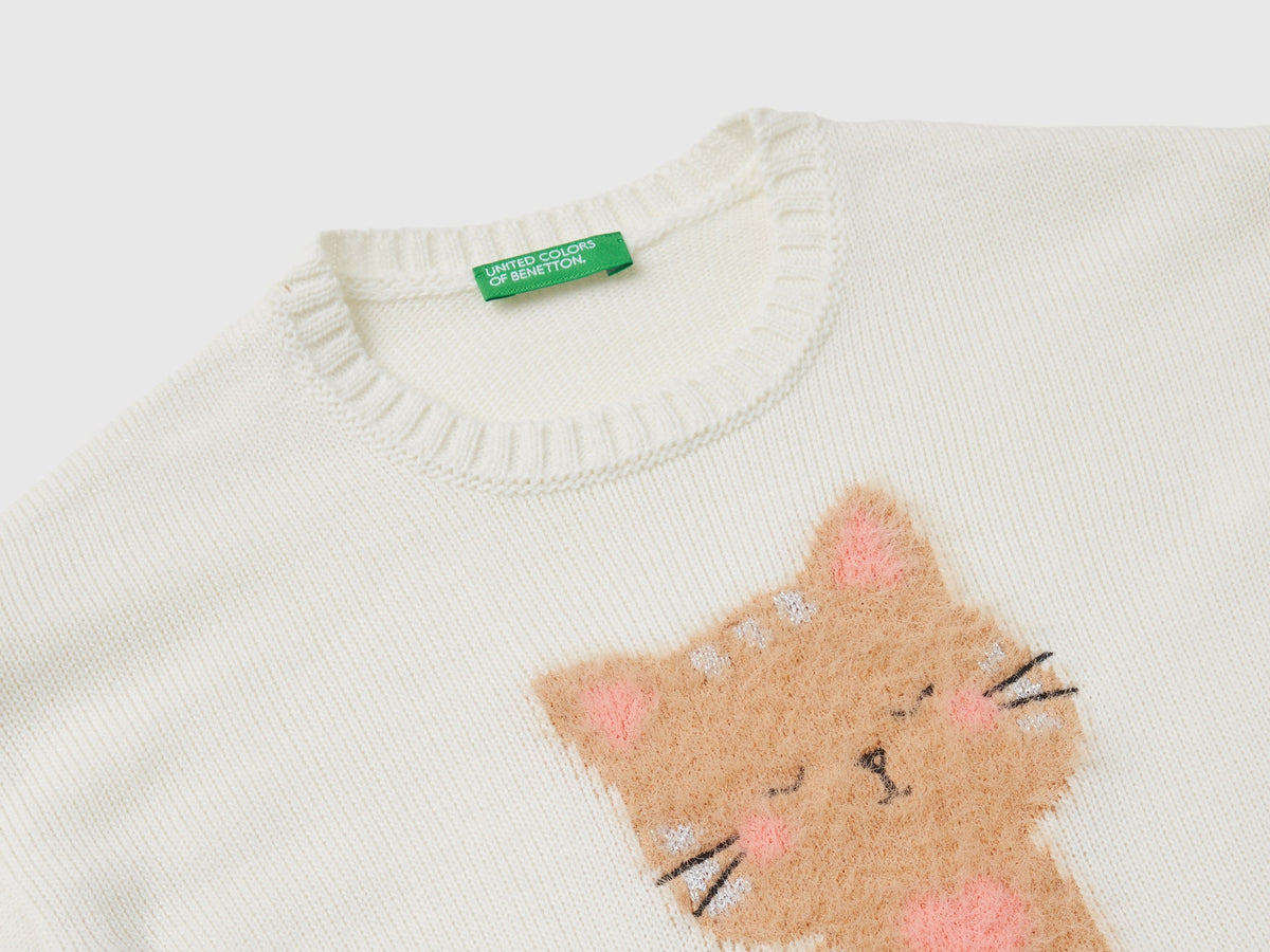 Maglioncino con intarsio gatto