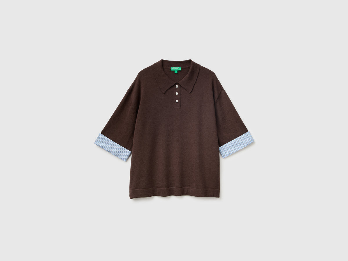 Maglia a polo in misto lana