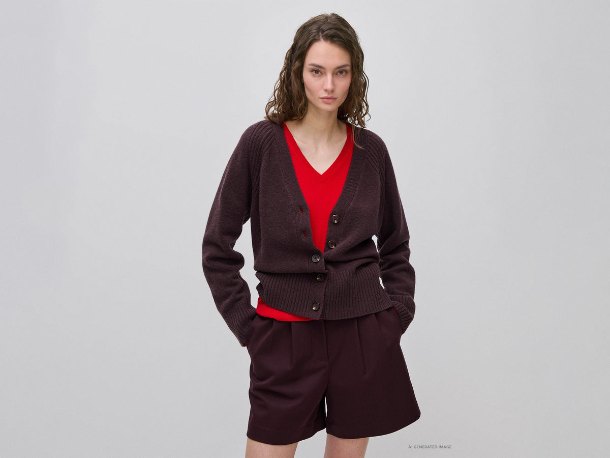 Cardigan over fit in misto lana
