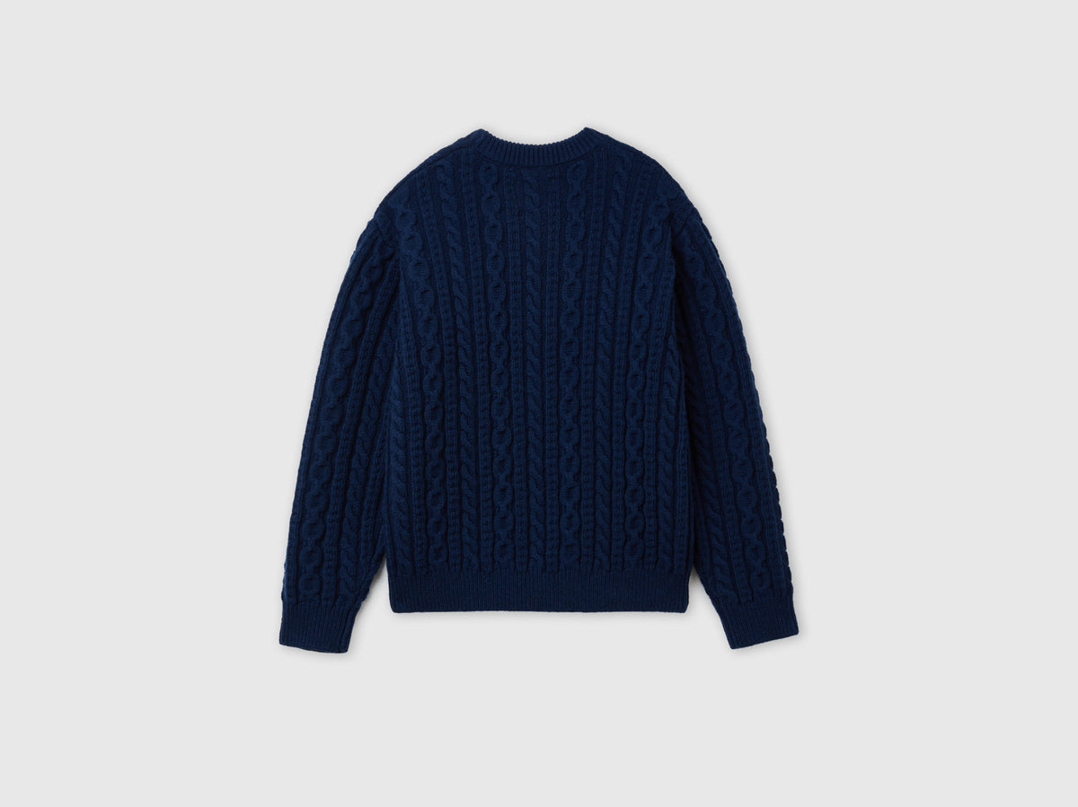 Maglia a trecce in misto lana
