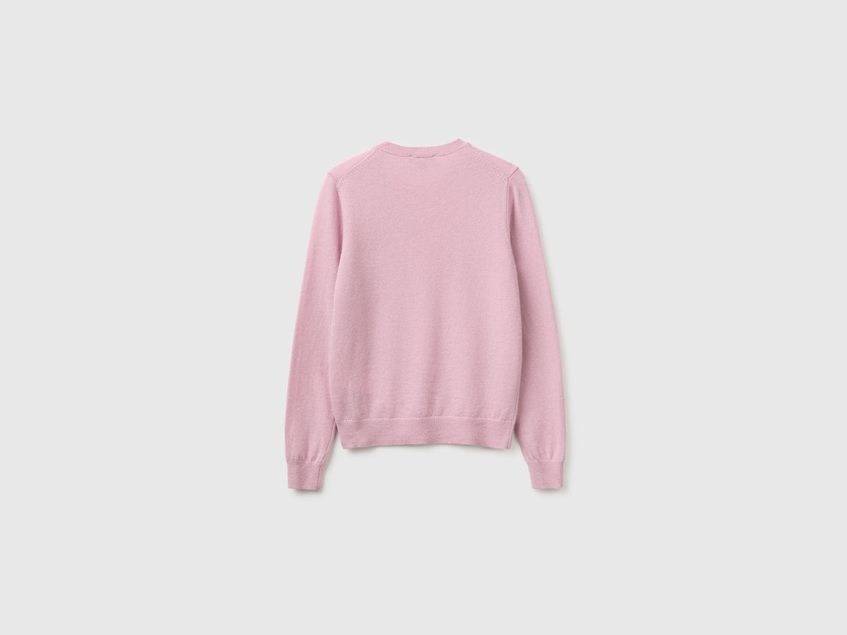 Maglia girocollo lilla in pura lana Merino