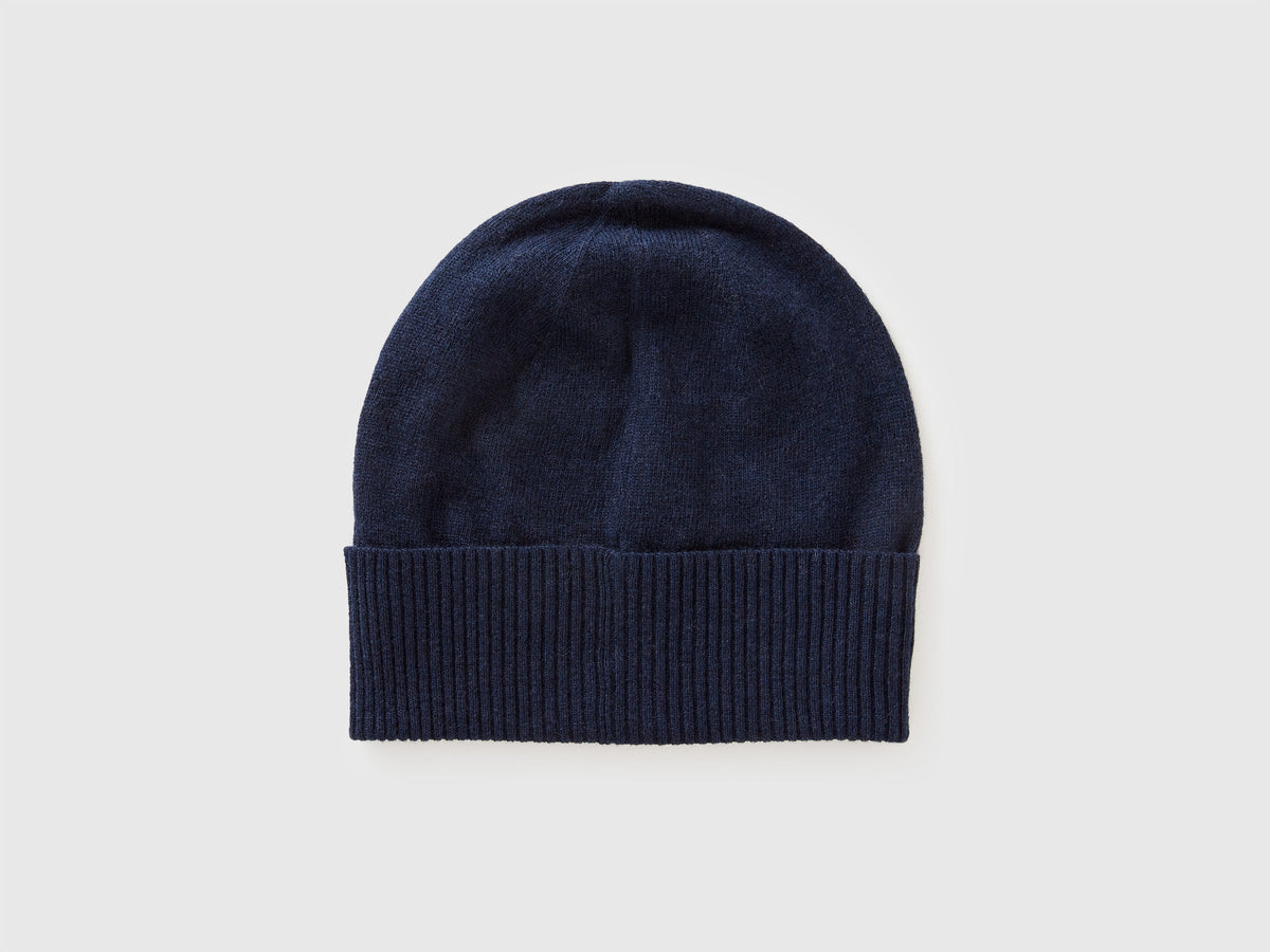 Cappello blu scuro in pura lana Merino