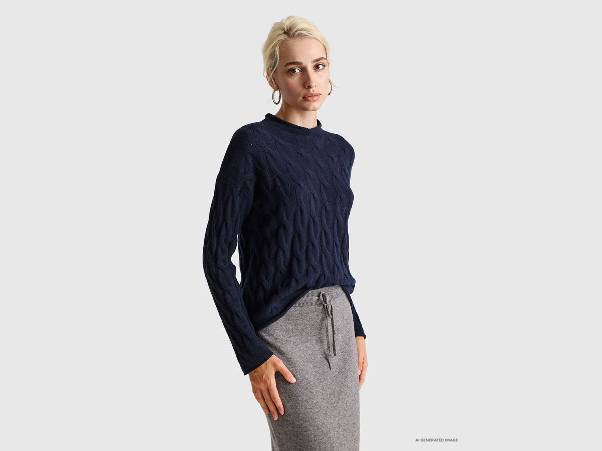 Maglia con trecce in misto cashmere
