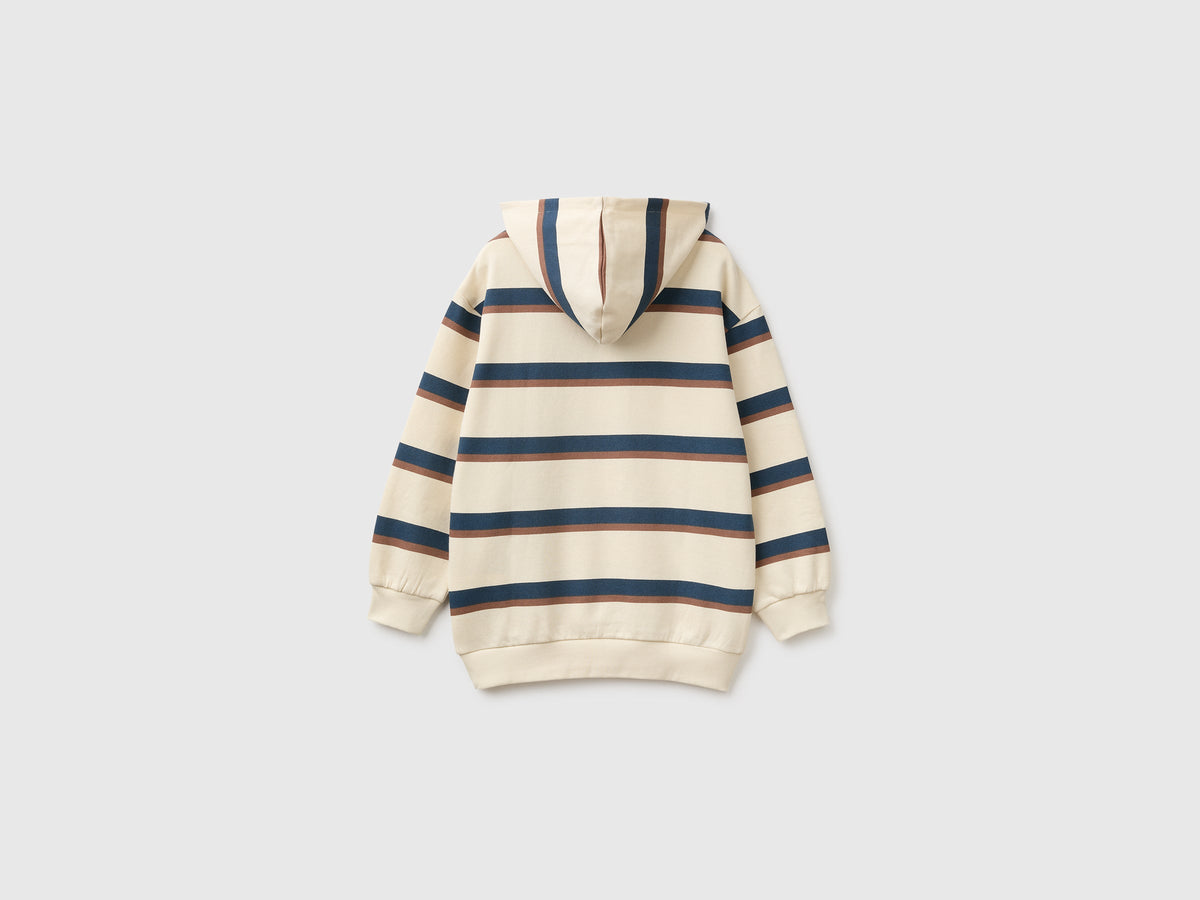 Felpa over fit a righe con cappuccio