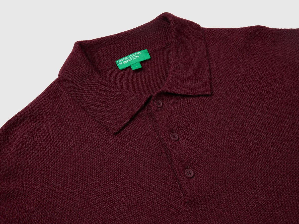 Polo bordeaux in pura lana Merino