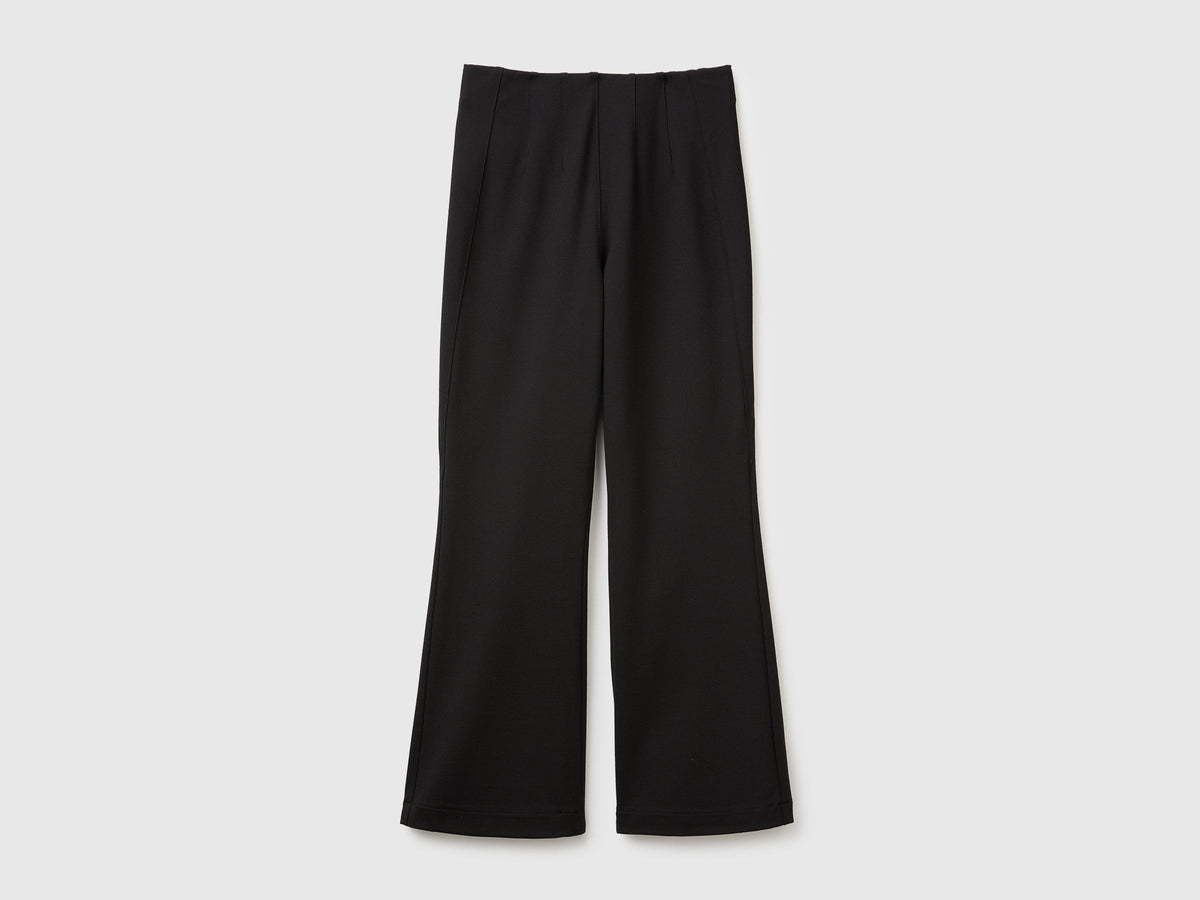 Pantaloni eleganti a trombetta in misto viscosa stretch
