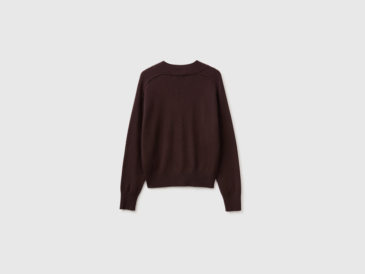Maglia morbida con scollo a V in misto cashmere