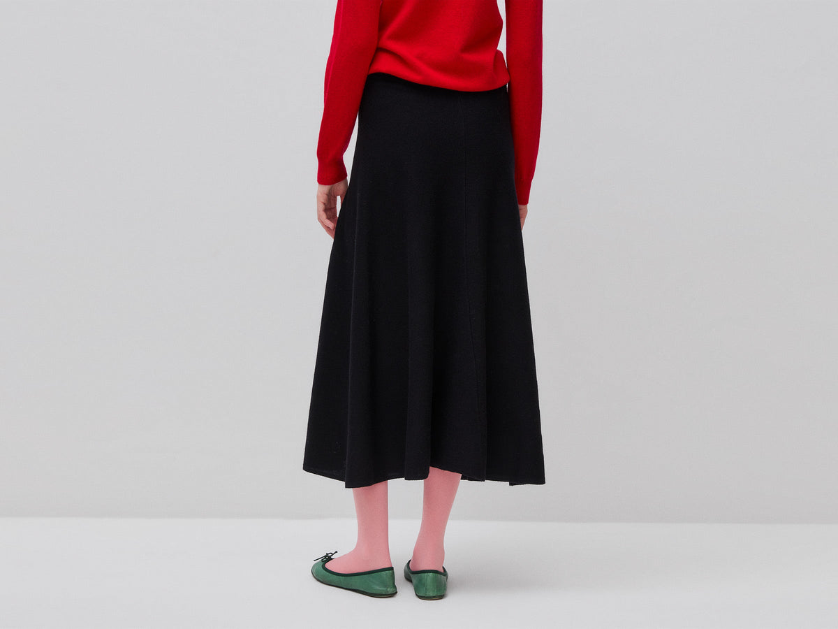 Gonna midi in maglia di misto lana