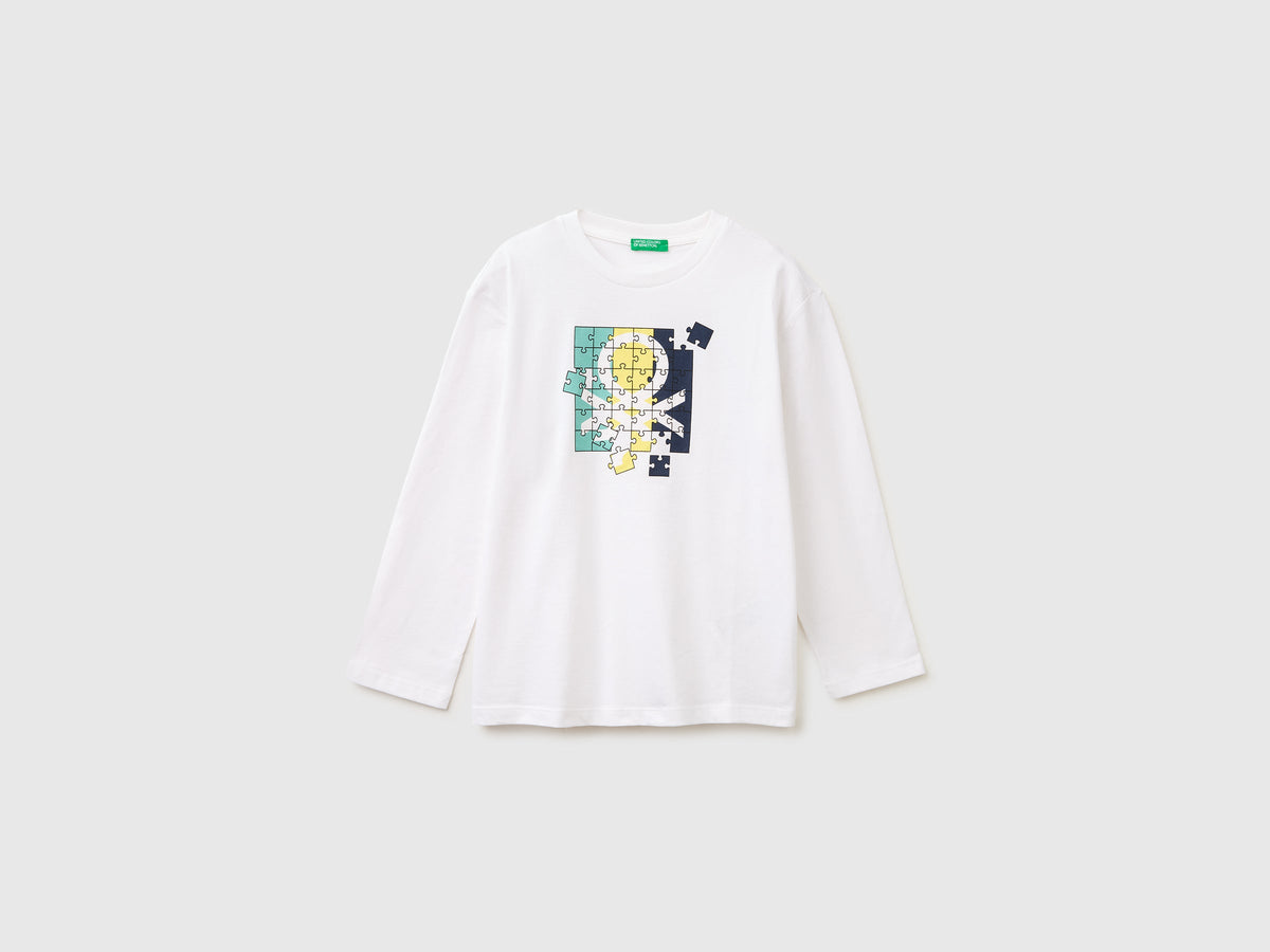 T-shirt con stampa logo in cotone bio