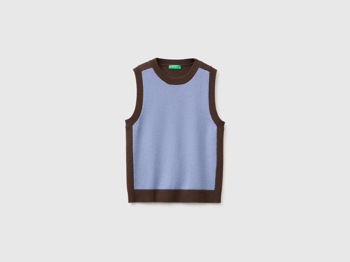 Gilet in maglia color block 100% lana