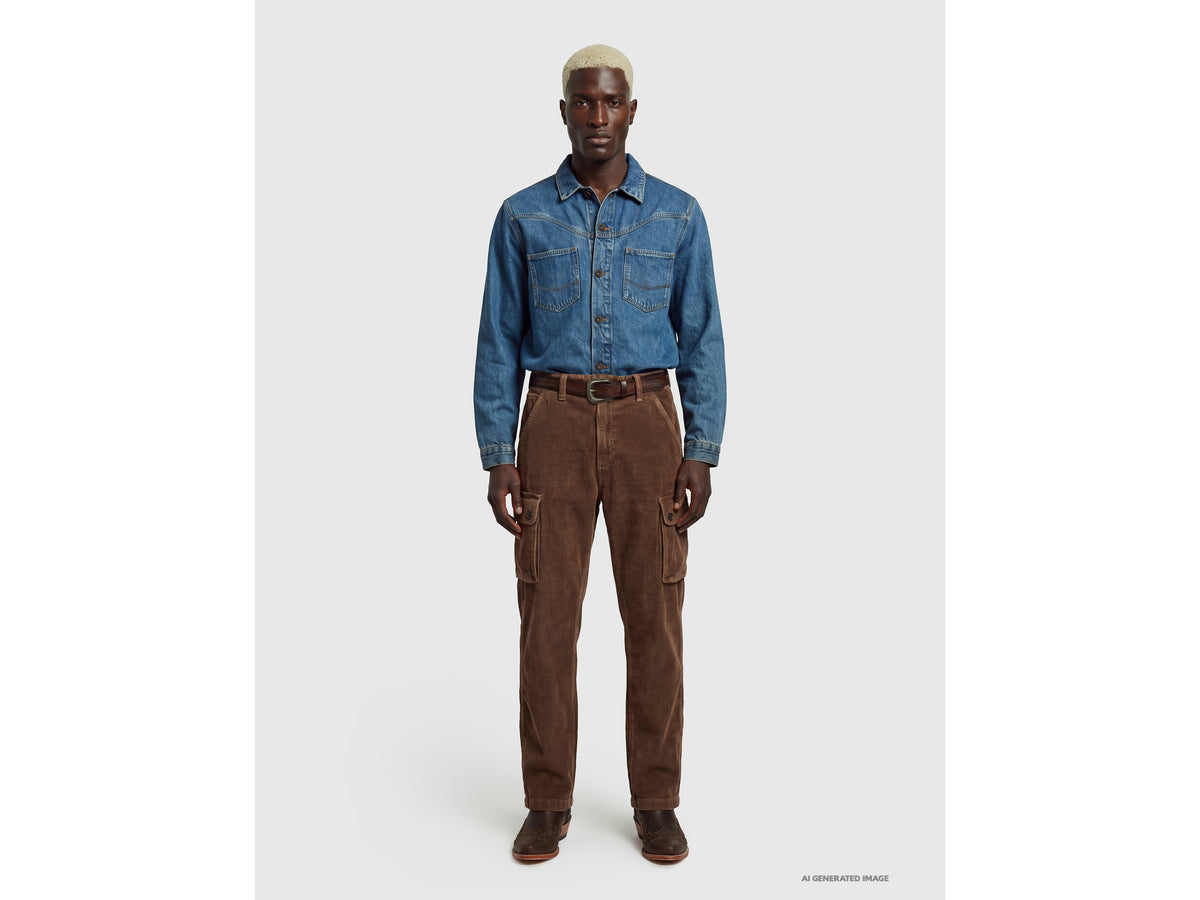 Pantaloni cargo in velluto a coste effetto used