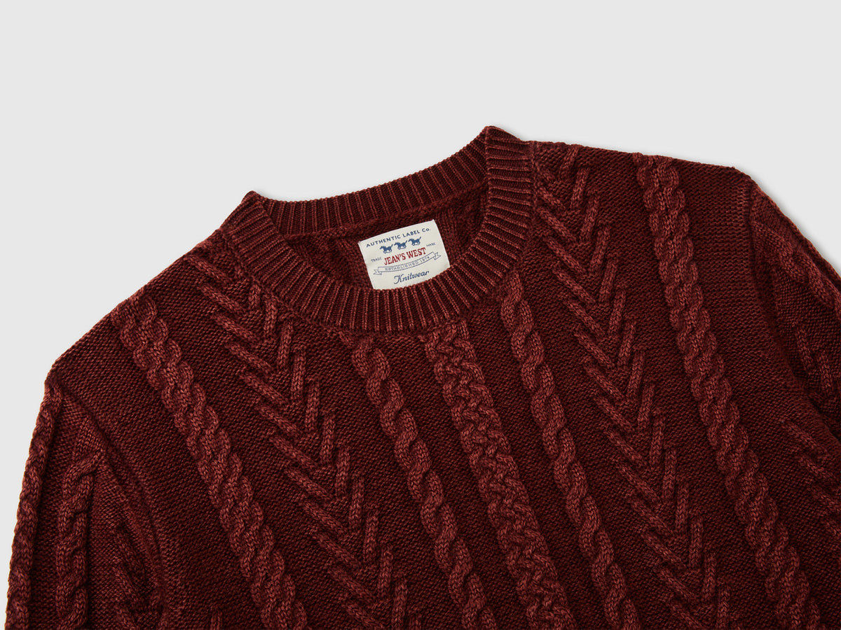 Maglione a trecce 100% lana