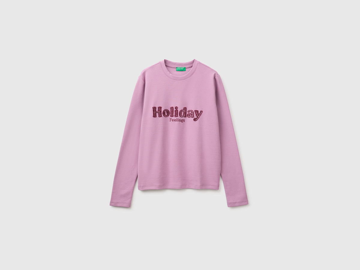 T-shirt in caldo cotone con scritta
