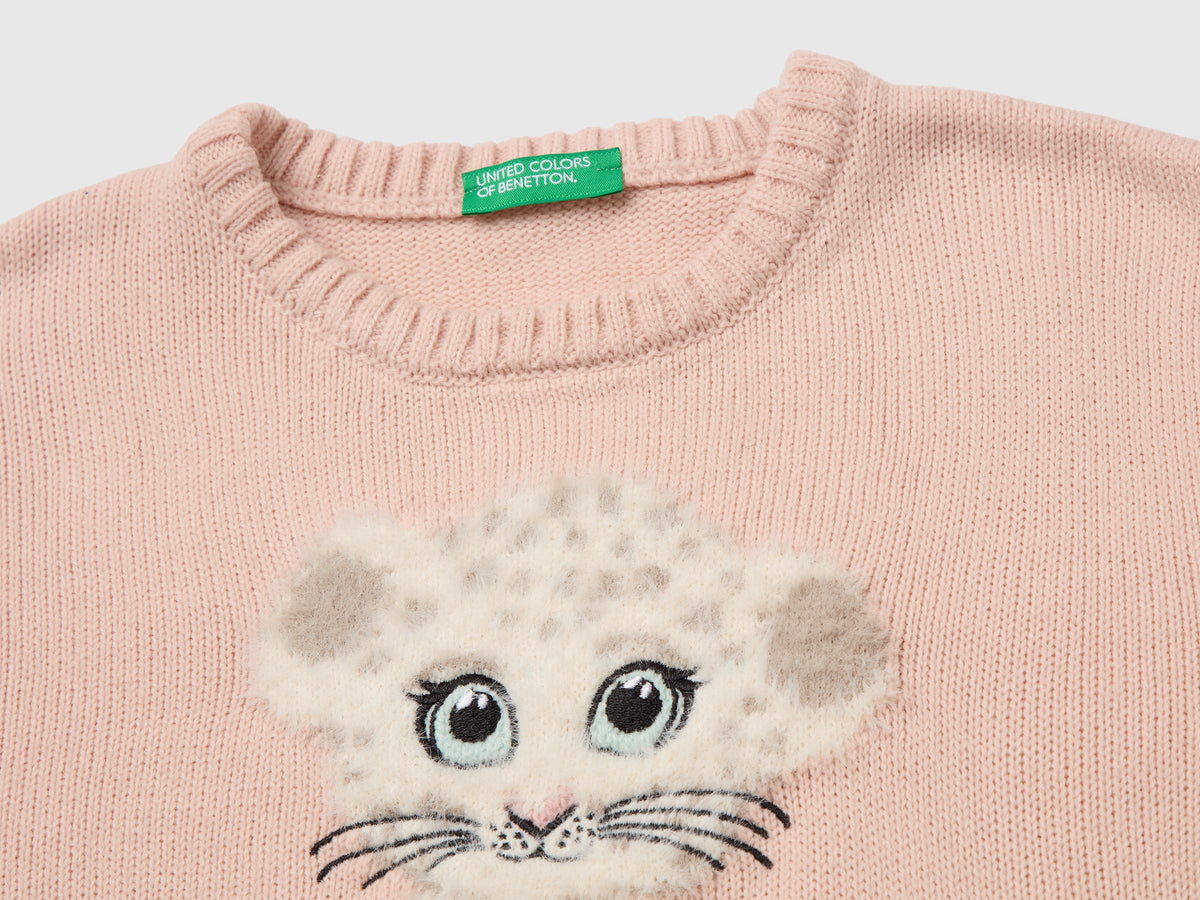 Maglione con intarsio peloso