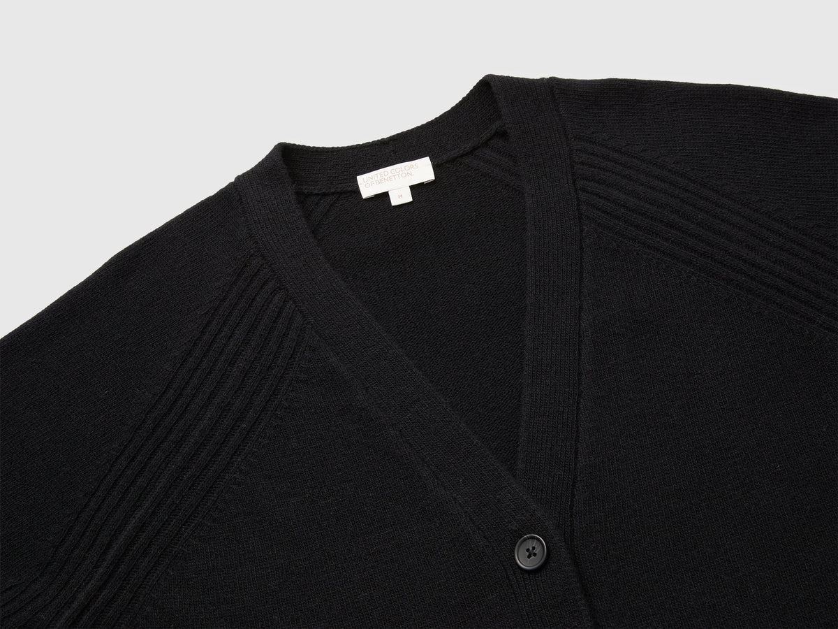 Cardigan over fit in misto lana