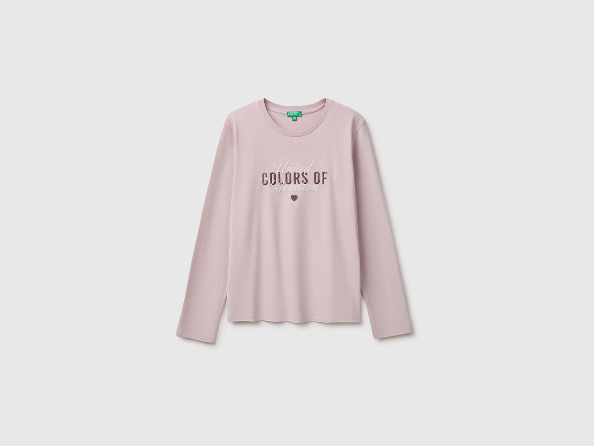 T-shirt a manica lunga con ricamo