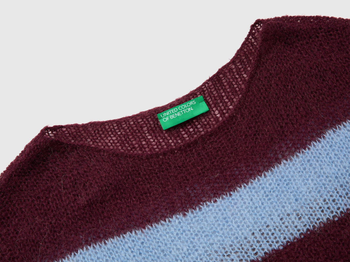 Maglia in misto mohair a righe bicolor boxy fit