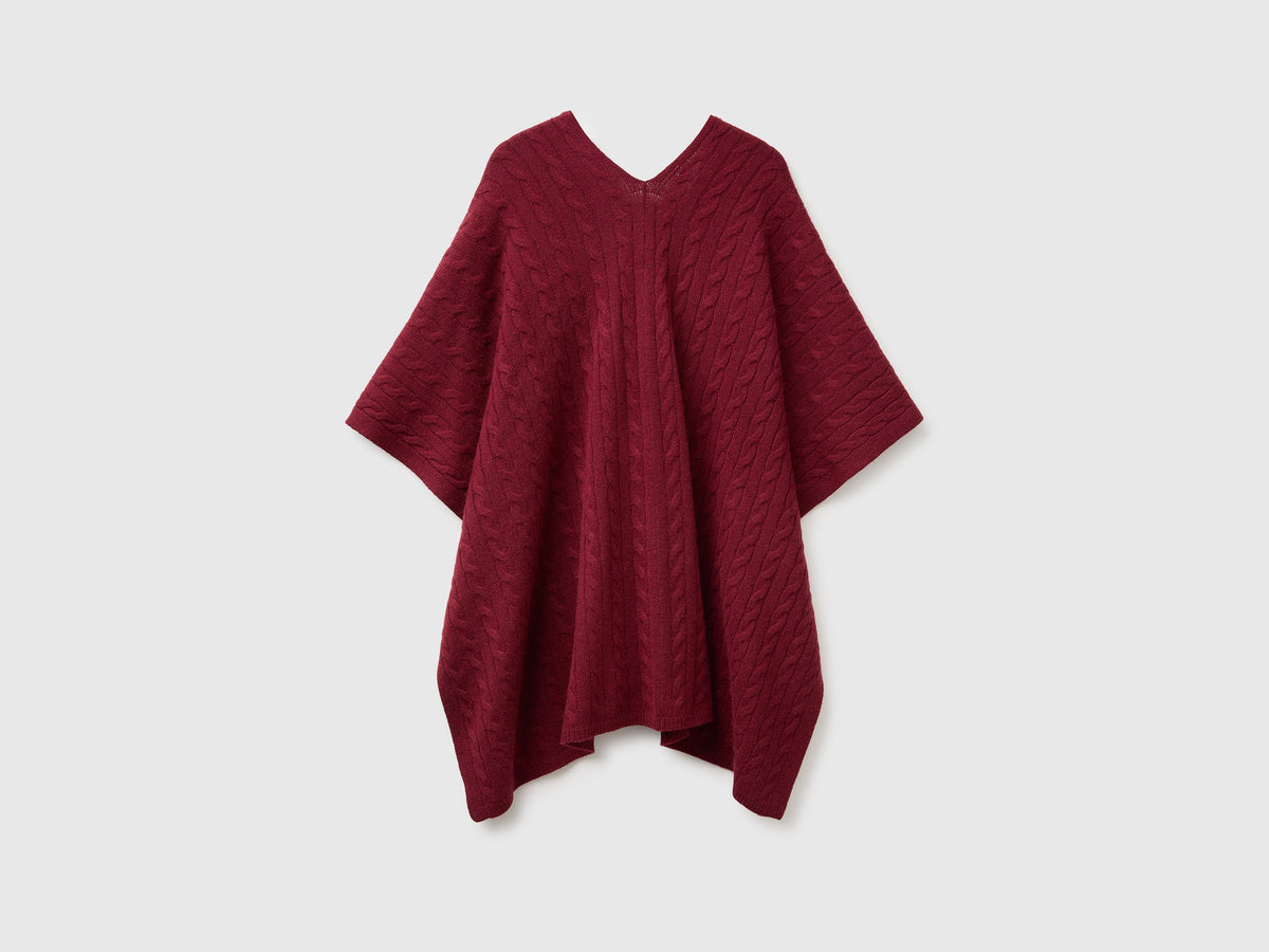 Mantella con trecce in misto cashmere