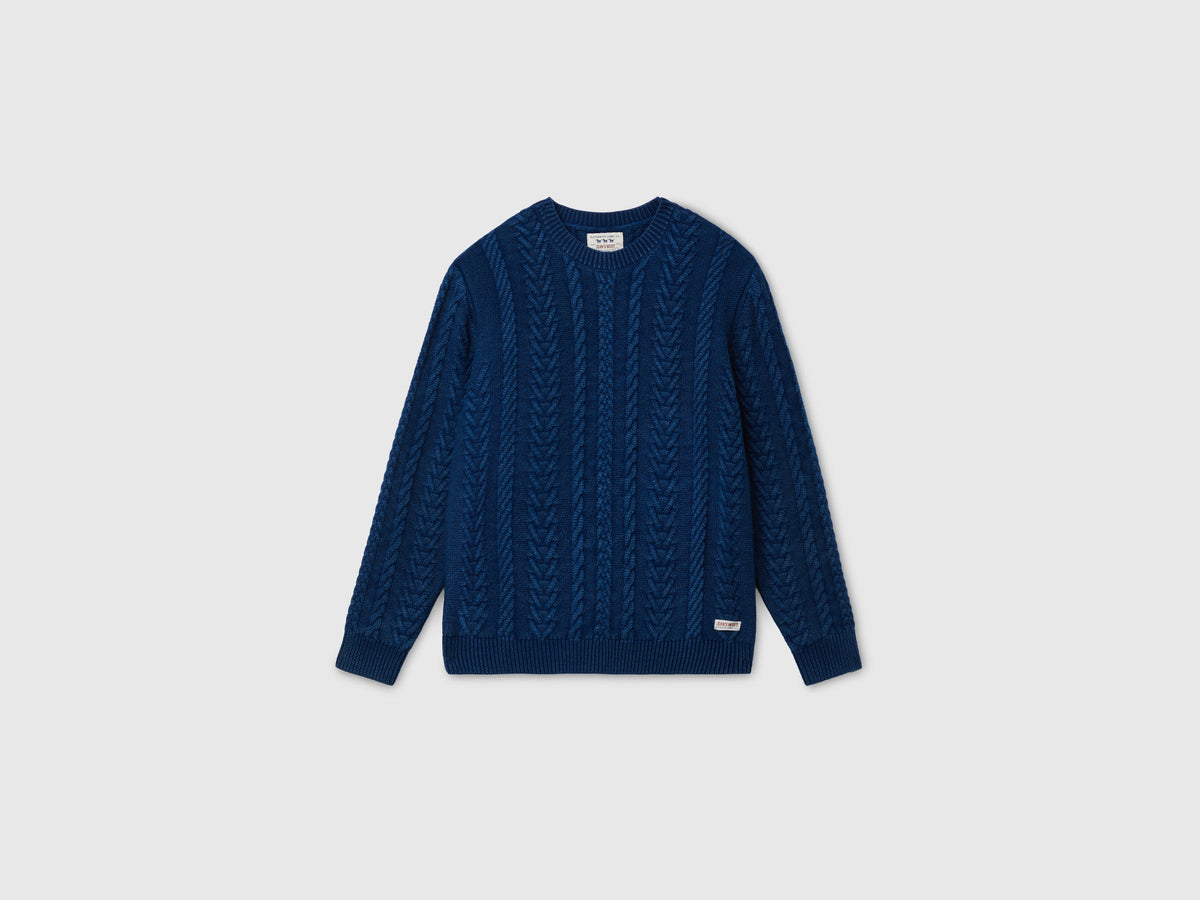 Maglione a trecce 100% lana