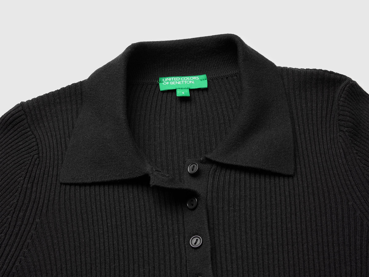 Polo in maglia di misto seta e lana